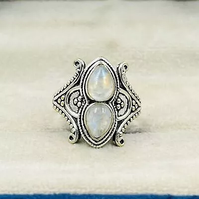 925 Sterling Silver Rainbow Moonstone Gemstone Jewelry Handmade Ring (US) 8.5 • £13.92