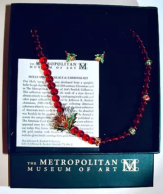 Rare Mma Metropolitan Museum Of Art Holiday Holly Spring Necklace Earrings Set • $189.99