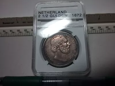1872 Netherland 2 1/2 Gulden Silver Crown • $34