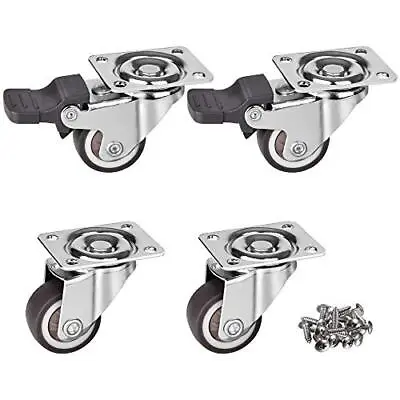 4 Pack 1  Small Caster Wheels For Furniture Low Profile Soft Rubber Casters Swiv • $15.80