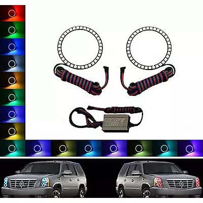 90mm Multi-Color Changing LED RGB Shift Headlight Angel Eye Halo Rings Pair • $69.95