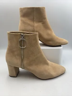 Mango Beige Suede Leather Ankle Boots. Size Zip. Block Heel. Size 7. EU40 • £23.90