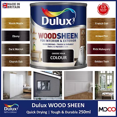 Dulux Woodsheen Wood Stain Varnish Interior Exterior Quick Drying Satin 250ml • £9.99