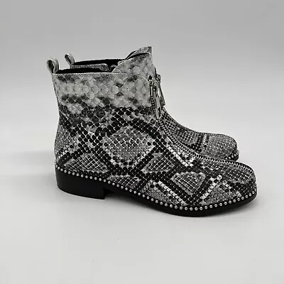 NINETY UNION Snake Print-Embossed Embellished Zippy Ankle Boot Women's SIZE 6US • £46.56