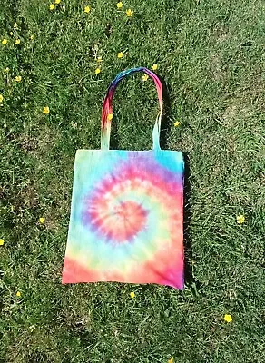 Tie Dye Swirl Rainbow Tote Bag • £5