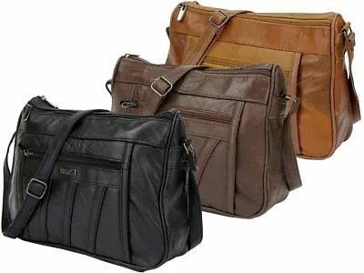 Ladies Genuine Real Leather Bag Designer Organiser Handbag Shoulder Overbody Bag • £24.90