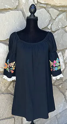VaVa By Joy Han Dress Size S M Embroidered Floral On Off-Shoulder Dress Boho • $24.99