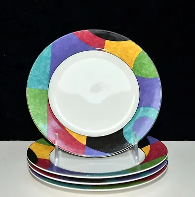 Mikasa Currents * 4 BREAD & BUTTER PLATES * 6 1/2  Colorful Geometric EXC! • $45