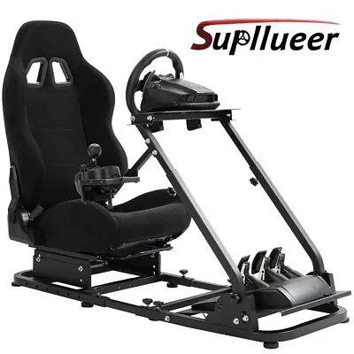 Supllueer Racing Simulator Cockpit Stand With Black Seat Fit Logitech G920 G29 • £269.99