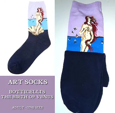 £4.99 • Buy ART SOCKS Birth Of Venus BOTTICELLI Ladies Mens ANKLE WOVEN Gold Thread ROMANTIC