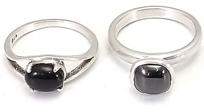 Sterling Silver Rings 925 With Black Stones  1 Hallmarked & Gift Pouch • £19.99