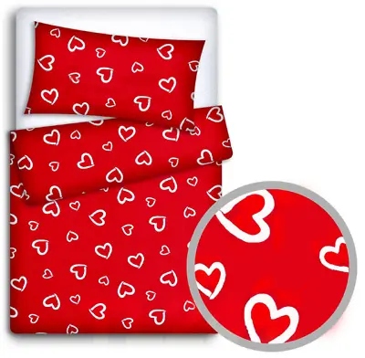 £21.99 • Buy BABY BEDDING SET 120x90cm PILLOW DUVET 4PC FIT COT White Hearts On Red
