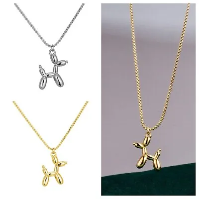 925 Silver Plated Cute Balloon Dog Hug Love Couple Necklace Pendant Gift • £3.49