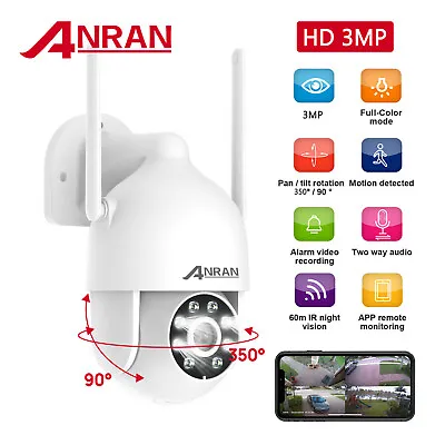 ANRAN 3MP Wifi Security Camera Wireless PTZ Dome Home Outdoor Indoor 2Way Audio • $32.90