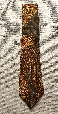 RALPH LAUREN PURPLE LABEL Brown Paisley Linen Tie Italy Made 60” X 3.25” • $52