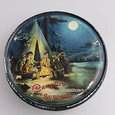 Vintage 1920's Litho Campfire Supreme Marshmallow Advertising General Store Tin • $110