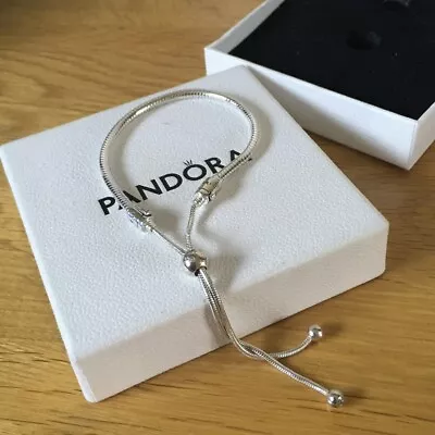 Pandora Silver Adjustable Tennis Bracelet 16 Cm. • £21