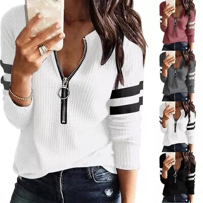 Fashion Tops For Women Pullover For Woman Retro Zip Up Blouse Casual Ladies • £13.32