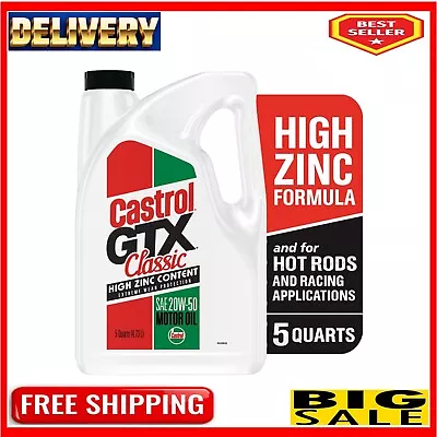 Castrol GTX Classic 20W-50 Conventional Motor Oil 5 Quart Jug • $28.79