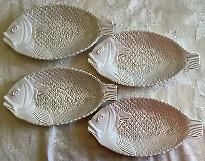Vintage Set 4 Oven Proof Fish Plates; Nelson McCoy Pottery USA 9374 Mid Century • $35