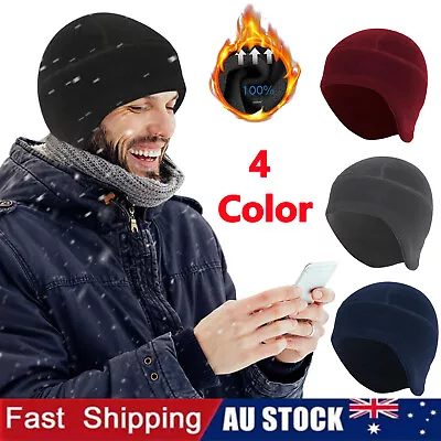 Men's Winter Warm Fleece Beanie Hat With Earflaps Russian Ears Cover Skull Caps • $12.45
