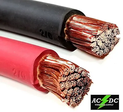 Welding Cable Red Black 2/0 GAUGE COPPER WIRE SAE J1127 CAR BATTERY SOLAR  • $95.71