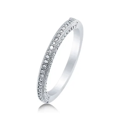Sterling Silver 925 CZ Anniversary Vintage Style Eternity Wedding Band Ring 4-10 • $15.95