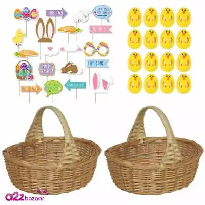 £22.99 • Buy Childs Easter Egg Hunt Sets:- 2 Baskets, 20 Garden Signs + 16 Chick Egg Capsules
