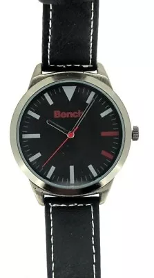 Bench Watch Black Dial Grey Number Bars Quartz M/M Black Leather Strap New • £10