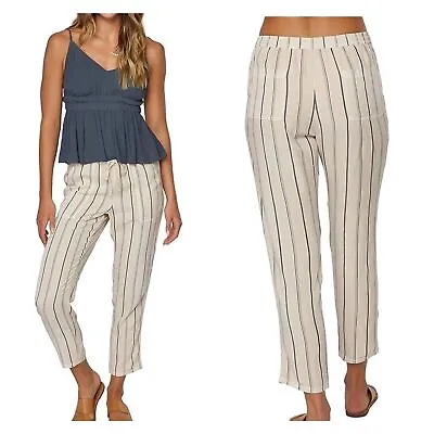 NEW O'Neill Fran Stripe Drawstring Straight Leg Beachy Boho Pants Size Large • $33.15