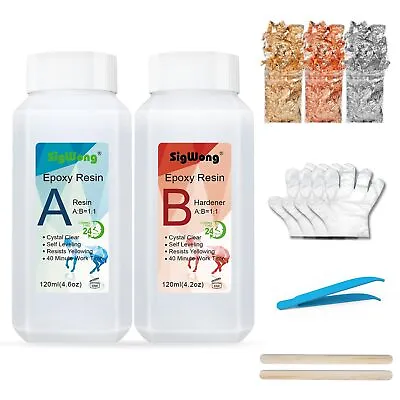 £9.79 • Buy Epoxy Resin Clear Crystal Coating Kit 240ml/8.8oz - 2 Part Casting Resin For Art