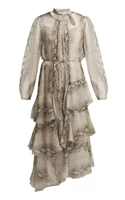 ZIMMERMANN Size 1 Corsage Python-Print Tiered Silk Dress Perfect Condition  • $289