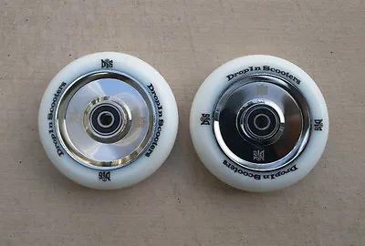 DIS 100mm Hollow Core Silver Metal Core Scooter Wheels (2 Wheels) - W/ABEC-11 • $49.95