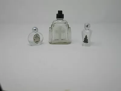 Vintage Glass HOLY WATER Bottles  (Lot Of 3 Bottles) • $42.99