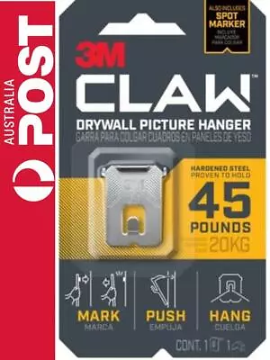 1 X 3M Claw Picture Hanger Hook For Drywall Holds Up To 20kg 3PH45M-1ES • $26.43