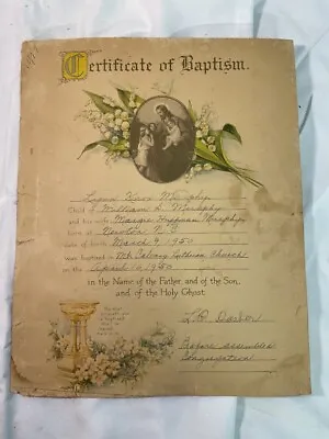 Vintage Baptism Certificate 1950 Newton North Carolina Mt Calvary Lutheran Churc • $12