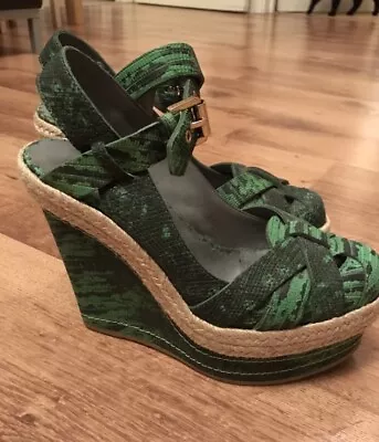 MULBERRY Shoes -  Runway Green Lizard Platform Wedge Shoes • £100