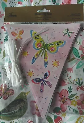 £3.50 • Buy 🩷 Beautiful Butterfly BUNTING SET ~ 16 Flags + 4m Ribbon ~ BNIB ~ Ideal Gift!🩷