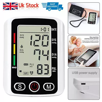 2023 UK Digital Automatic Blood Pressure Monitor Upper Arm BP Machine Heart Rate • £10.49