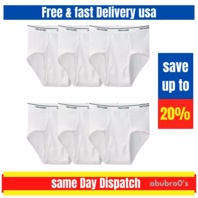 Fruit Of The Loom Men's Underwear White Briefs XL - 6 Pack. • $18.99