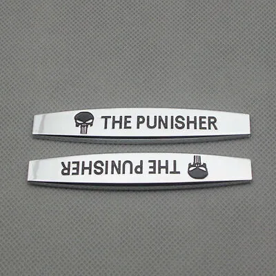 $9.99 • Buy 2x 3D Chrome Metal The Punisher Car Emblem Side Fender Decal Auto Badge Sticker