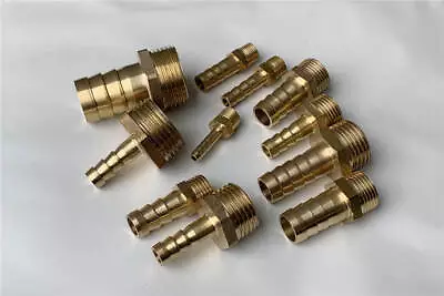 BSP Taper Thread X Hose Tail Connector Brass Pipe Fitting For Air Water Fuel Gas • £2.38