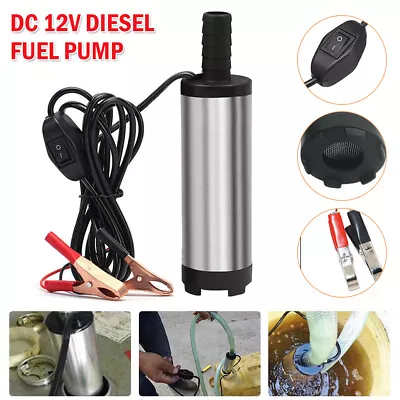 DC12V 38mm Car Submersible Pump Water Oil Diesel Fuel Transfer Cigarette Plug UK • £7.98