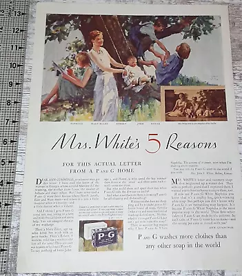 1932 P&G Laundry Soap Vintage Print Ad Mother Children Play Tree Proctor Gamble • $7.89