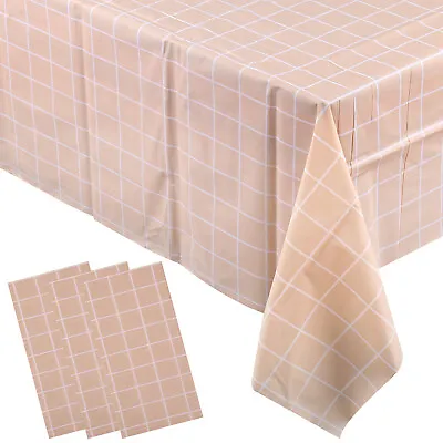 Large Plastic Rectangle Table Cover Cloth Check Wipe Clean Party Tablecloth • £3.09