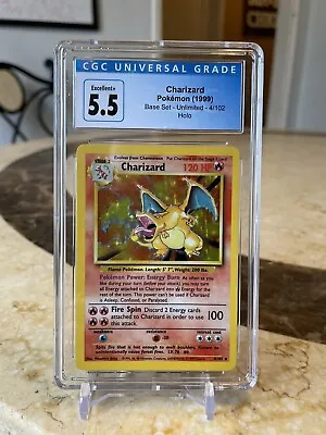 $239.99 • Buy Pokémon TCG Charizard Base Set 4/102 Holo Unlimited Holo Rare CGC 5.5 Excellent+
