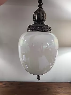 Vintage Light Fixture Opalescent Globe Hanging Light • $200