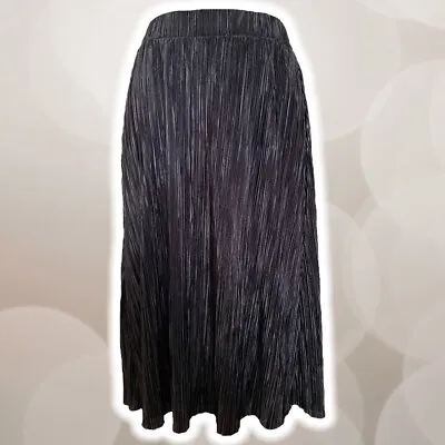 Tokito Black Accordion Pleated Skirt Elastic Waist Pleat Retro Goth Midi S 8/10 • $20