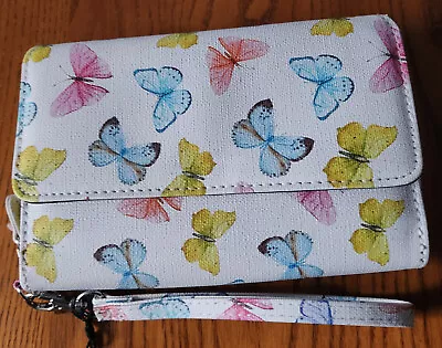 MUNDI Womans /Clutch- Big Fat Wallet / Full Zip BUTTERFLYS / New • $45