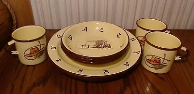 Vintage Monterrey Western Ware Chuck Wagon 4 Plates 4 Bowls 3 Cups Yellow Color! • $170